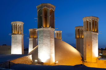 The Shesh Badgiri reservoir of Yazd in Iran with six wind catchers