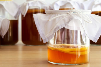 Fermenting Kombucha.