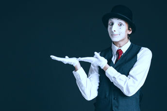 Mime artist performing