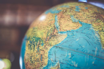 A globe showing the countries of the world.