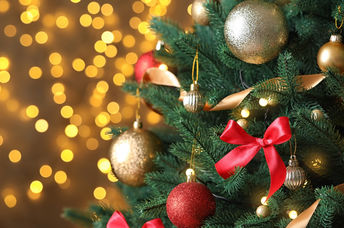 A decorated Christmas tree.