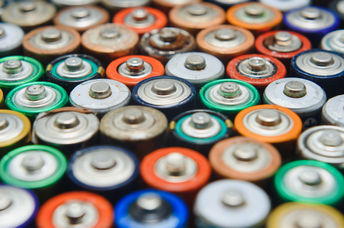 Batteries waiting to be recycled.