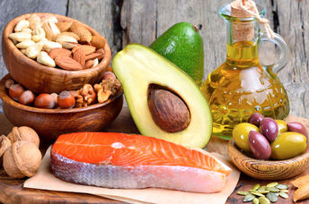 Healthy fats include omega-3s.