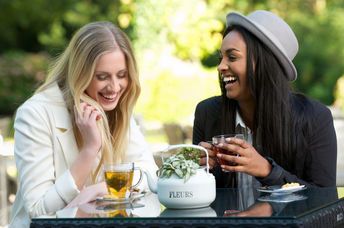 Two friends drinking tea.
