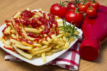 Chips with ketchup.
