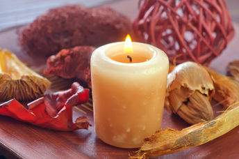 Beautiful and welcoming potpourri and candle.