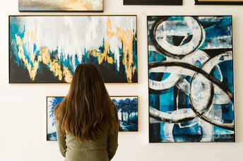 Viewing art in a museum.