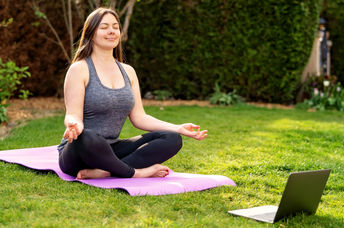 Listening to a guided meditation.