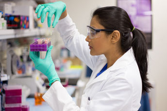 Close-up of a young scientist.