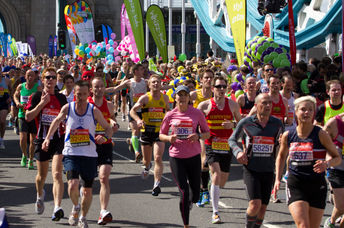 Runners competing in the London Marathon.