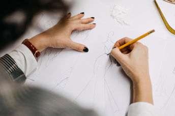 Work process of a fashion designer.