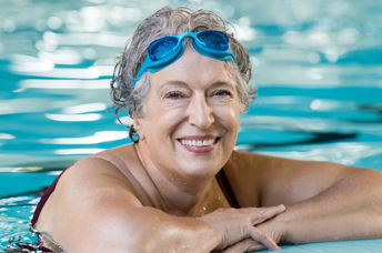 A senior enjoying her swim workout.