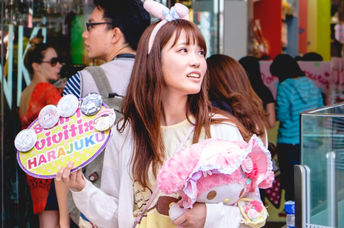 Japanese girl promoting kawaii