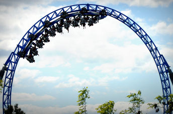 Enjoying a roller coaster.