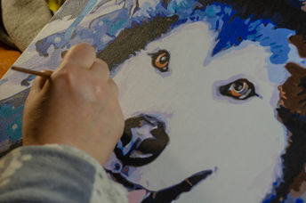 Drawing of a Siberian Husky.