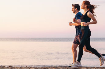Running on the beach.