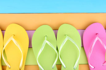 Colorful flip flops.