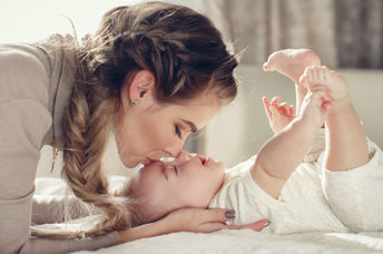 Mother and her baby son.