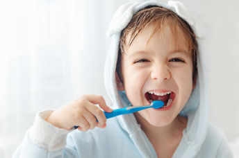 A little boy's morning routine.