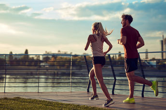 Running by the river.