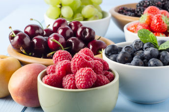 An assortment of summer fruits.