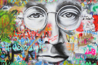 John Lennon memorial wall in Prague.
