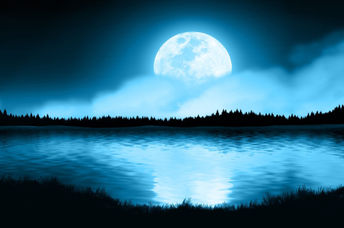 The moon reflecting on water.