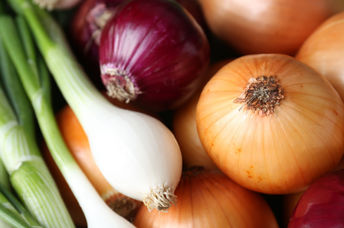 Several varieties of onions.