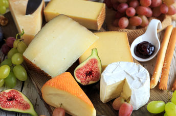 Healthy cheese and fruit platter.