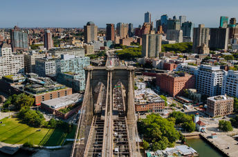 Downtown Brooklyn skyline from the iconic Brooklyn Bridge.
