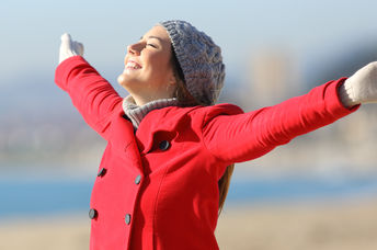Happy motivated woman ready to start her day.