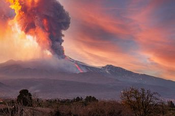 The Etna volcano erupts.