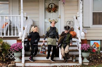 Children out trick-or-treating.
