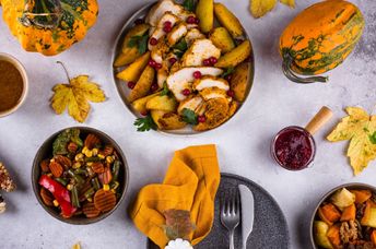 A traditional Thanksgiving dinner.