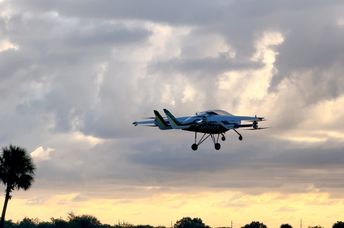 The AIR One two-seater electrical vertical takeoff and landing aircraft.