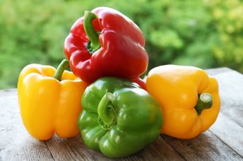 Different colored bell peppers.