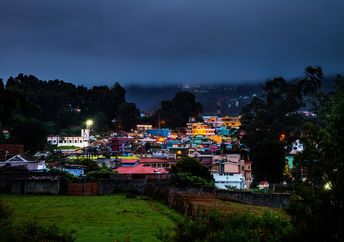 Ooty, India. Aerial view of Nilgiri mountain village Ooty in Tamil Nadu, India.