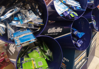 Gillette razors in a sales display