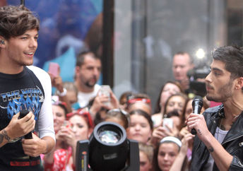 Louis Tomlinson and Zayn Malik of One Direction perform on NBC's Today Show at Rockefeller Plaza on August 23, 2013