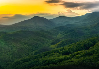 A composite picture showing the mountains of Tennessee in color and grey-scale