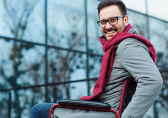 IZ clothing line model in wheelchair