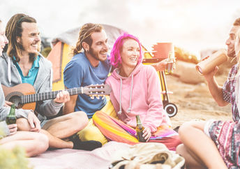 Group of friends play music