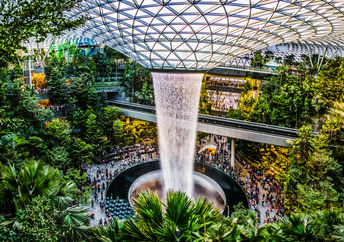 Waterfall in Singapore's airport