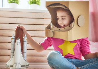 Girl dreaming about flying.