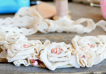 Recycled fabric necklace.