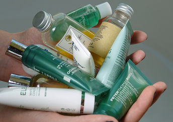 Mini-toiletry bottles like these will be phased out.