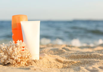 Coral-friendly sunscreen at the beach
