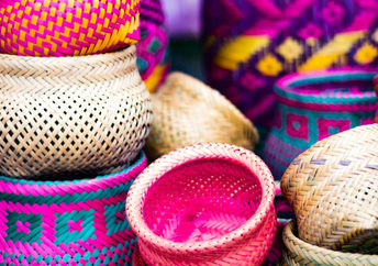 Colorful handmade baskets.