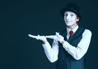 Mime artist performing