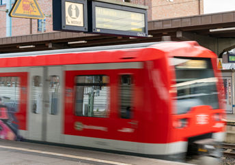 The world’s first driverless train arrives at Bergedorf Station in Hamburg.